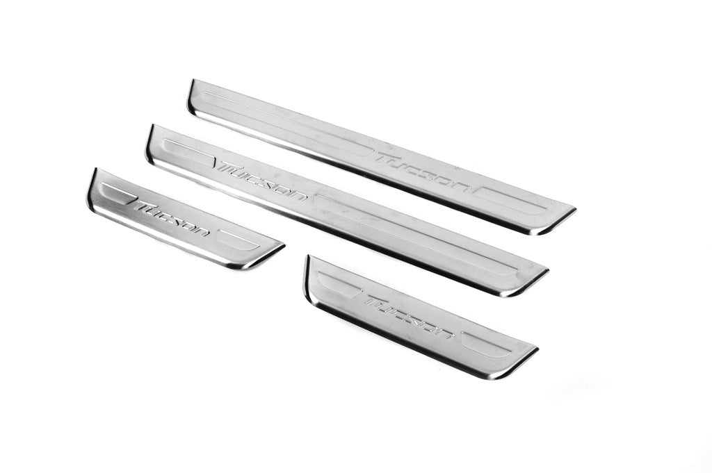 Door Sill Protectors OmsaLine (4 pcs, Stainless Steel) for Hyundai Tucson TL 2016-2021 - image 1