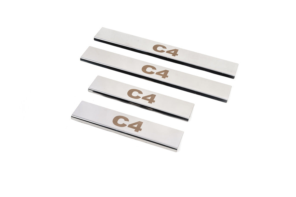 Carmos Door Sill Protectors (4 pcs, Stainless Steel) for Citroen C-4 2010-2018 - image 1