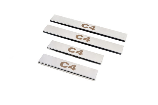 Carmos Door Sill Protectors (4 pcs, Stainless Steel) for Citroen C-4 2010-2018 - image 1