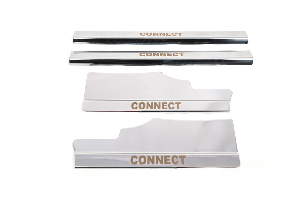 Carmos Stainless Steel Inner Door Sill Protectors (4 pcs) for Ford Connect 2014-2021 - image 1