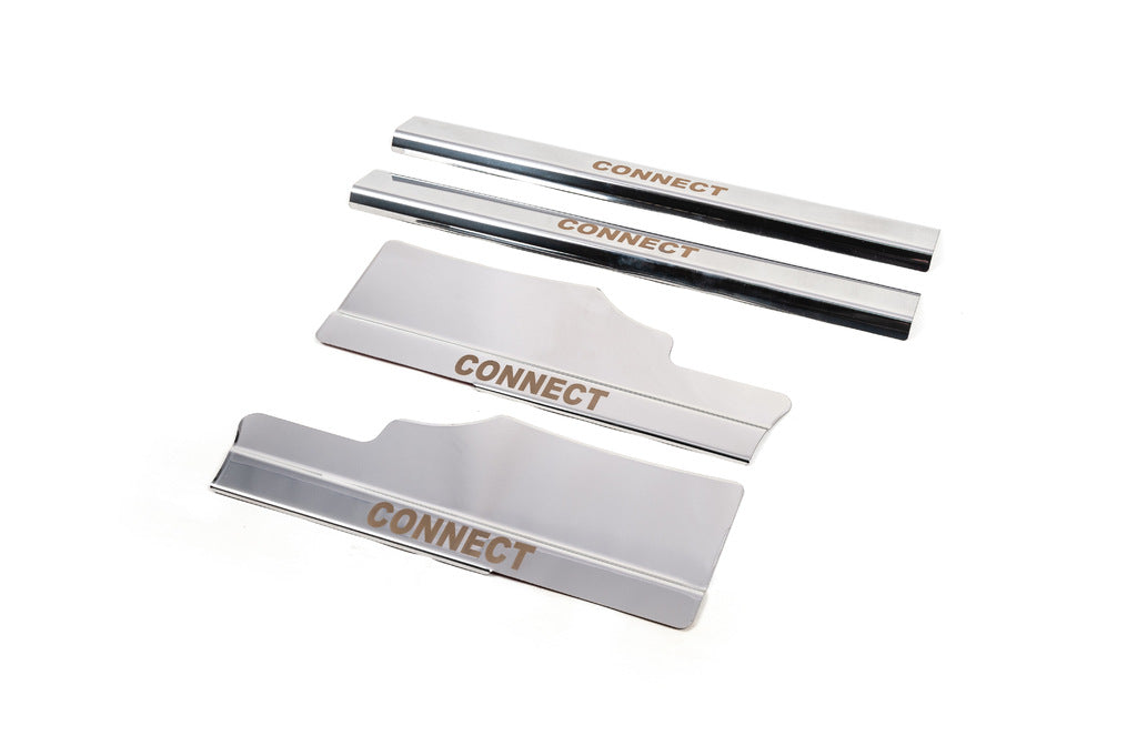 Carmos Stainless Steel Inner Door Sill Protectors (4 pcs) for Ford Connect 2014-2021 - image 2