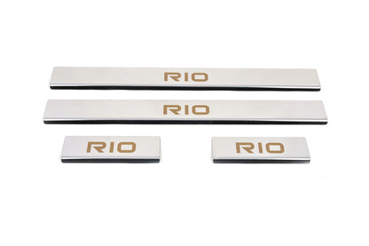 Carmos Door Sill Protectors (4 pcs, Stainless Steel) for Kia Rio 2005-2011 - image 1