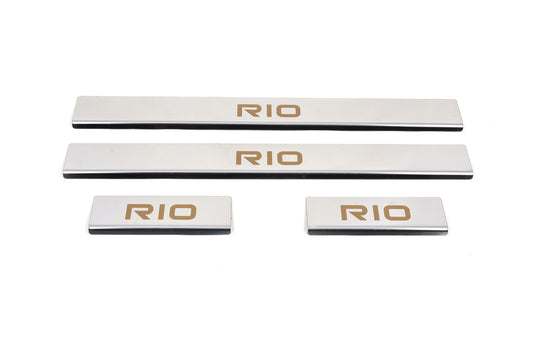 Carmos Door Sill Protectors (4 pcs, Stainless Steel) for Kia Rio 2005-2011 - image 1