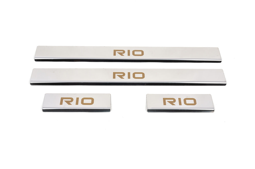 Carmos Door Sill Protectors (4 pcs, Stainless Steel) for Kia Rio 2005-2011 - image 1
