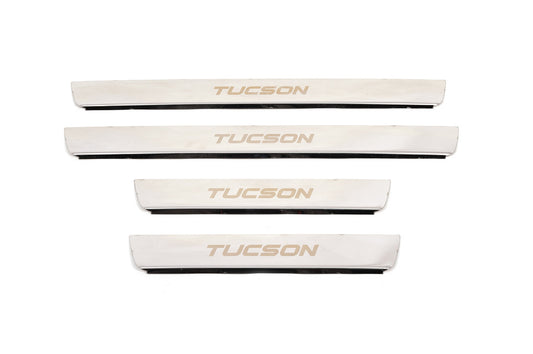 Carmos Stainless Steel Door Sill Protectors (4 pcs) for Hyundai Tucson JM 2004- - image 1