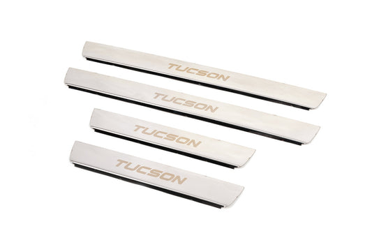 Carmos Stainless Steel Door Sill Protectors (4 pcs) for Hyundai Tucson JM 2004- - image 2
