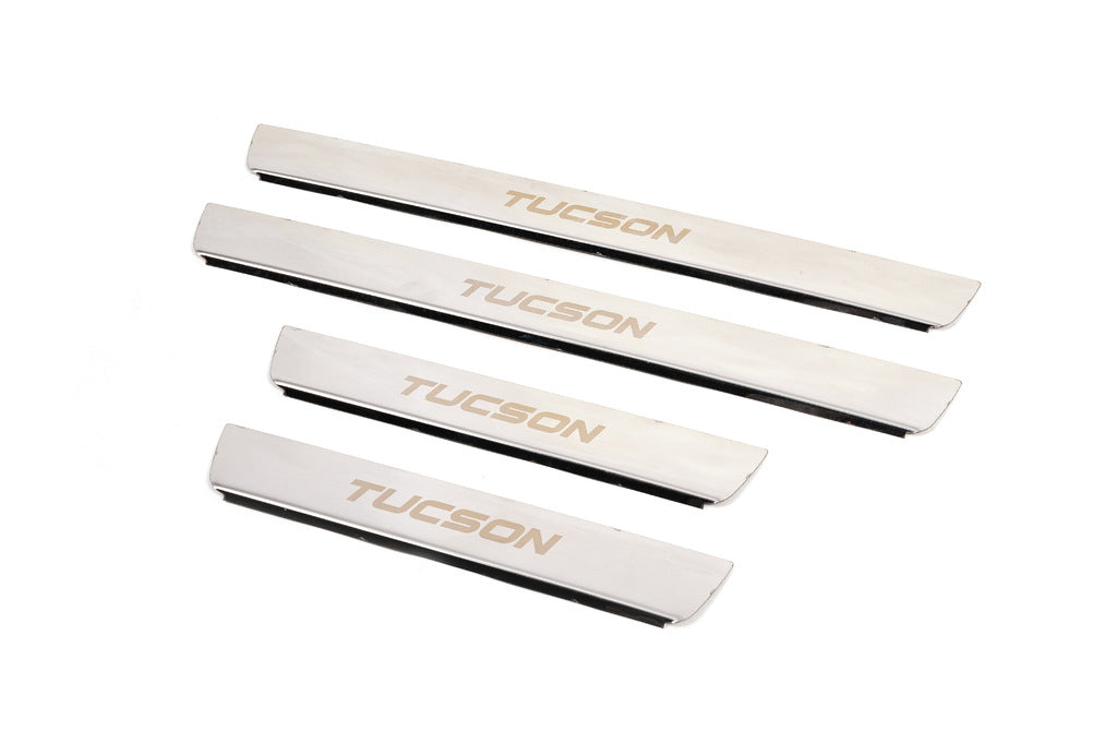 Carmos Stainless Steel Door Sill Protectors (4 pcs) for Hyundai Tucson JM 2004- - image 2