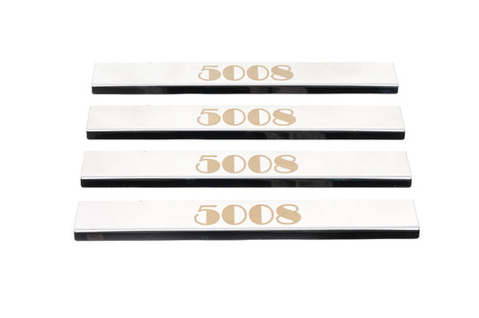 Door Sill Protectors (Carmos, 4 pcs, Stainless Steel) for Peugeot 5008 2009-2016 - image 1