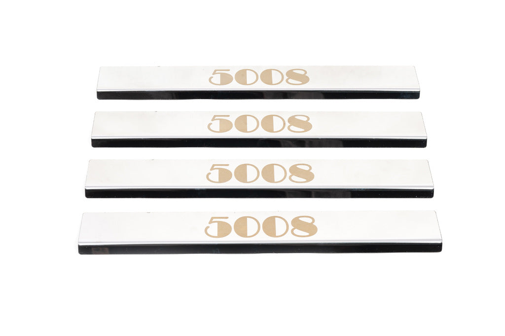Door Sill Protectors (Carmos, 4 pcs, Stainless Steel) for Peugeot 5008 2009-2016 - image 1