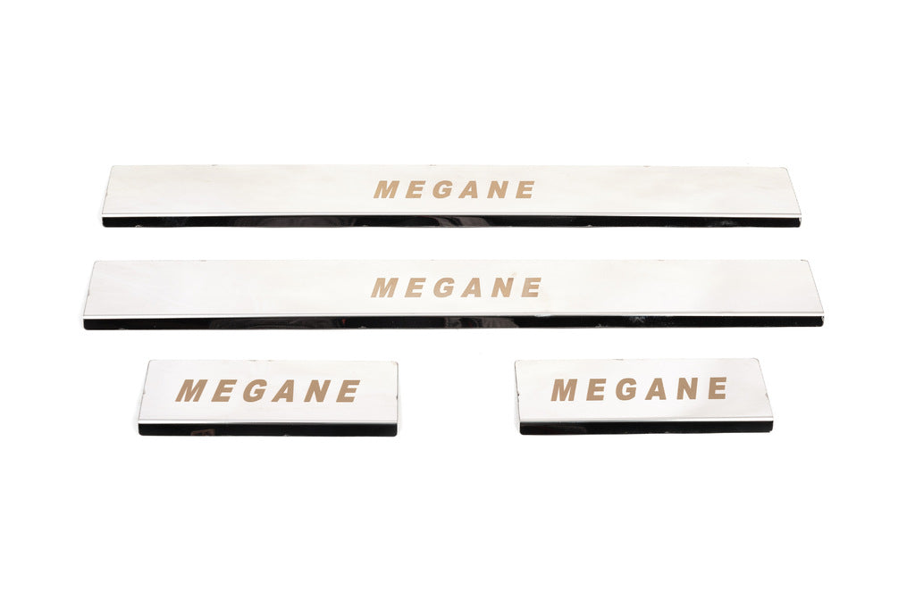 Carmos Door Sill Protectors (4 pcs, Stainless Steel) for Renault Megane III 2009-2016 - image 1