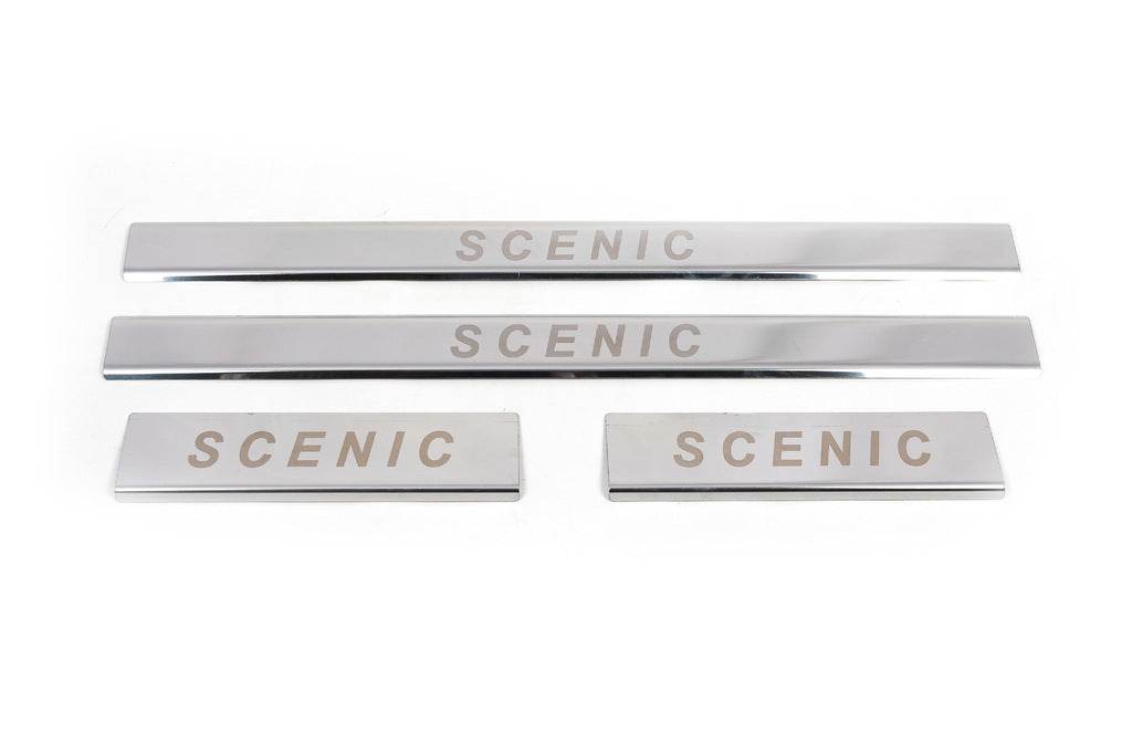 Door sills Carmos (4 pcs, stainless steel) for Renault Scenic/Grand 2003-2009 - Reelken Auto