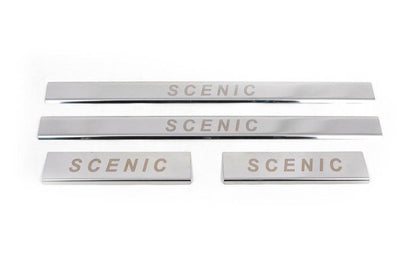 Door sills Carmos (4 pcs, stainless steel) for Renault Scenic/Grand 2003-2009 - Reelken Auto