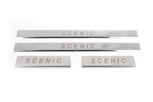 Door sills Carmos (4 pcs, stainless steel) for Renault Scenic/Grand 2003-2009 - Reelken Auto