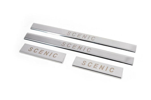 Door sills Carmos (4 pcs, stainless steel) for Renault Scenic/Grand 2003-2009 - Reelken Auto