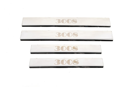 Carmos Door Sill Protectors (4 pcs, Stainless Steel) for Peugeot 3008 2008-2016 - image 1