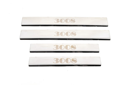 Carmos Door Sill Protectors (4 pcs, Stainless Steel) for Peugeot 3008 2008-2016 - image 1