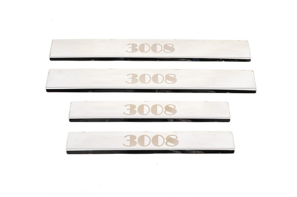 Carmos Door Sill Protectors (4 pcs, Stainless Steel) for Peugeot 3008 2008-2016 - image 1
