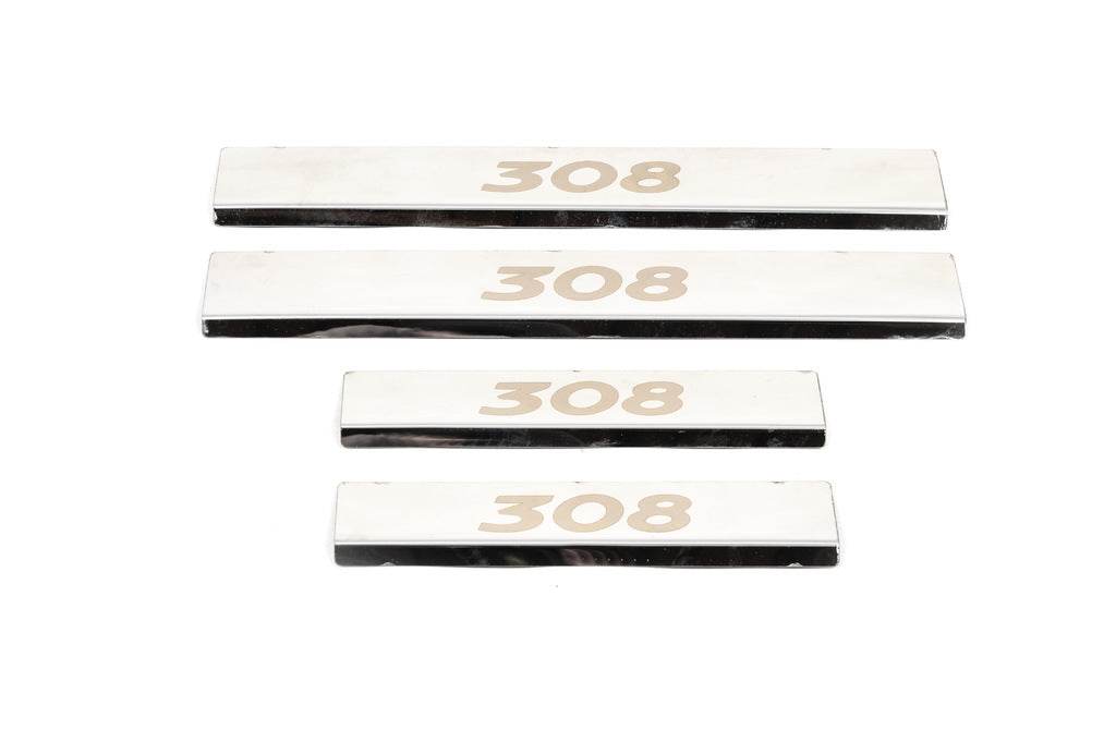 Sill (Carmos, 4 pcs, steel) for Peugeot 308 2007-2013 - Reelken Auto