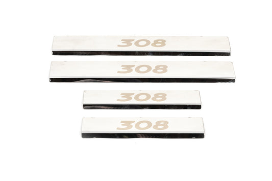 Door Sill Protectors (Carmos, 4 pcs, Stainless Steel) for Peugeot 308 2007-2013 - image 1