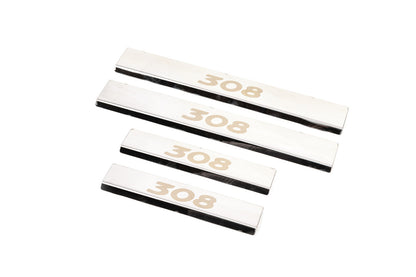 Door Sill Protectors (Carmos, 4 pcs, Stainless Steel) for Peugeot 308 2007-2013 - image 2