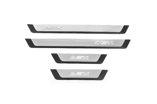 Door Sill Protectors Flexill (4 pcs, Stainless Steel) for Mitsubishi ASX 2010-2023 - image 1