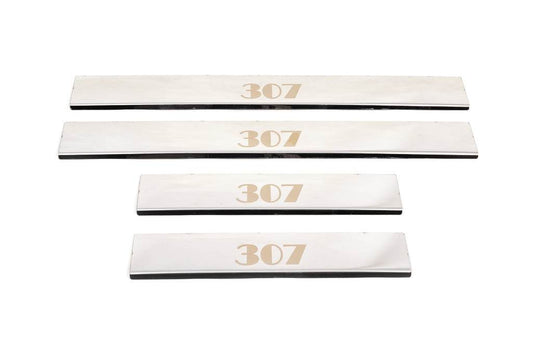 Carmos V1 sill plates (4 pcs., steel) for Peugeot 307 - Reelken Auto