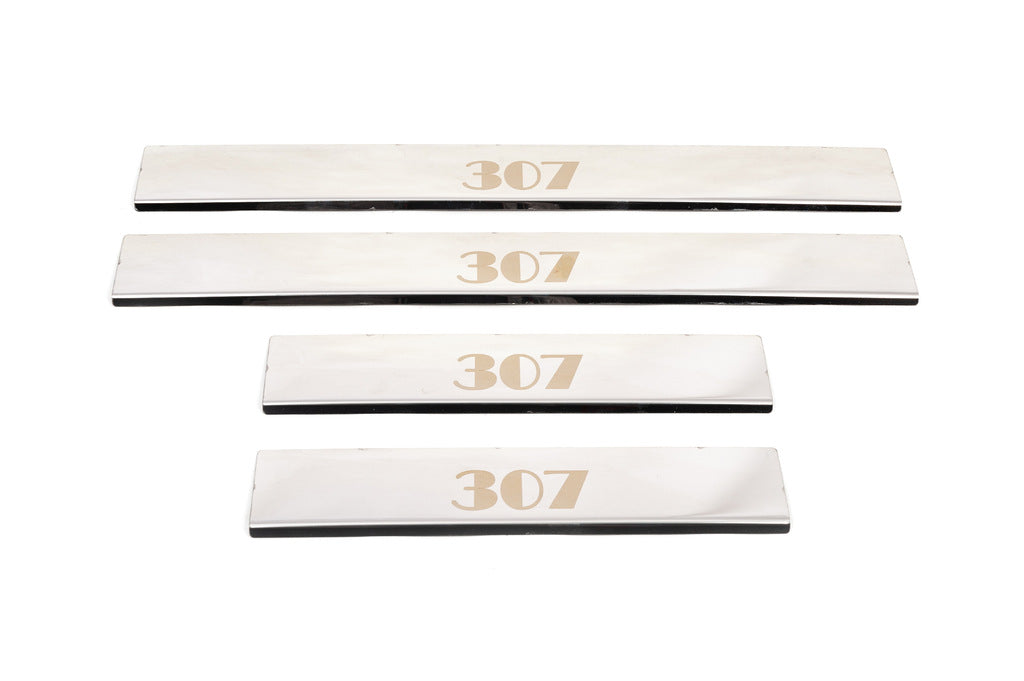 Door Sill Protectors Carmos V1 (4 pcs, Stainless Steel) for Peugeot 307 2001-2008 - image 1