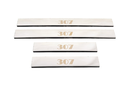 Door Sill Protectors Carmos V1 (4 pcs, Stainless Steel) for Peugeot 307 2001-2008 - image 1