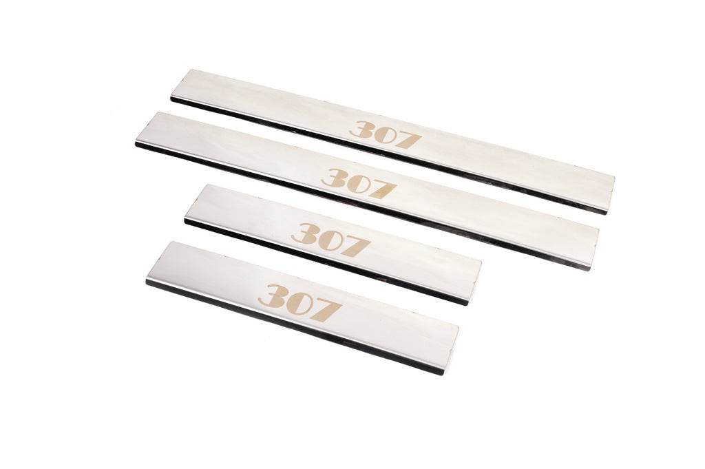 Carmos V1 sill plates (4 pcs., steel) for Peugeot 307 - Reelken Auto