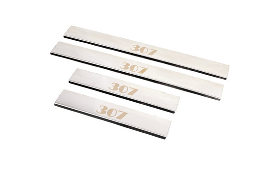 Door Sill Protectors Carmos V1 (4 pcs, Stainless Steel) for Peugeot 307 2001-2008 - image 2