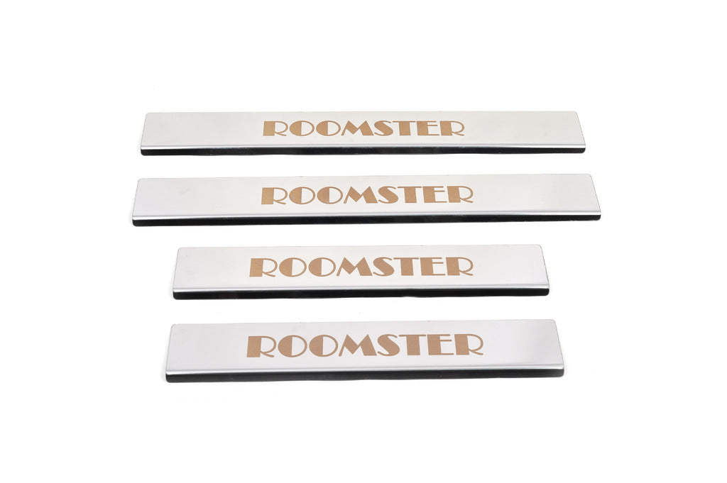 Carmos Stainless Steel Door Sill Protectors (4 pcs) for Skoda Roomster 2006-2015 - image 1