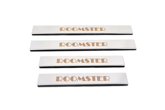 Carmos Stainless Steel Door Sill Protectors (4 pcs) for Skoda Roomster 2006-2015 - image 1