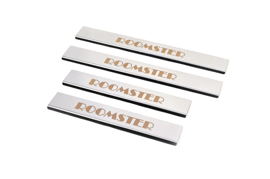 Carmos Stainless Steel Door Sill Protectors (4 pcs) for Skoda Roomster 2006-2015 - image 2