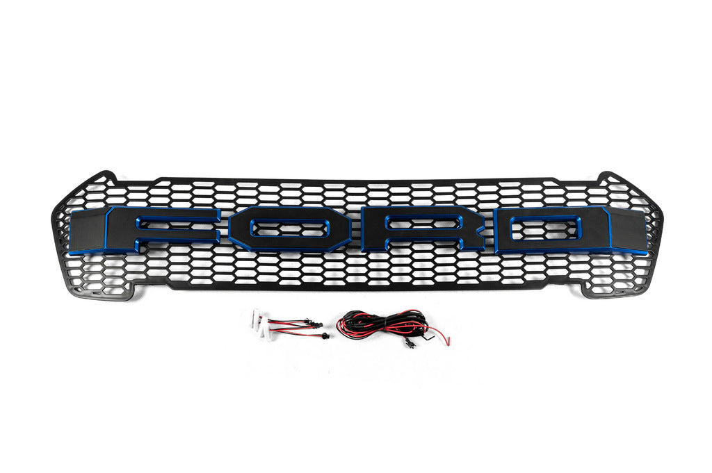Front Grille (2015-2018, Blue, LED) for Ford Ranger 2011-2022 - image 1