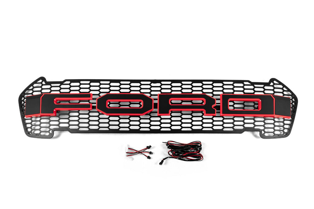 Front grille (2015-2018, red, LED) for Ford Ranger 2011-2022 - image 1