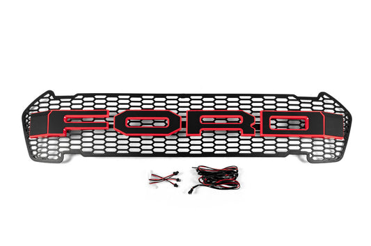 Front grille (2015-2018, red, LED) for Ford Ranger 2011-2022 - image 1