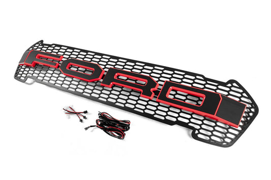 Front grille (2015-2018, red, LED) for Ford Ranger 2011-2022 - image 2