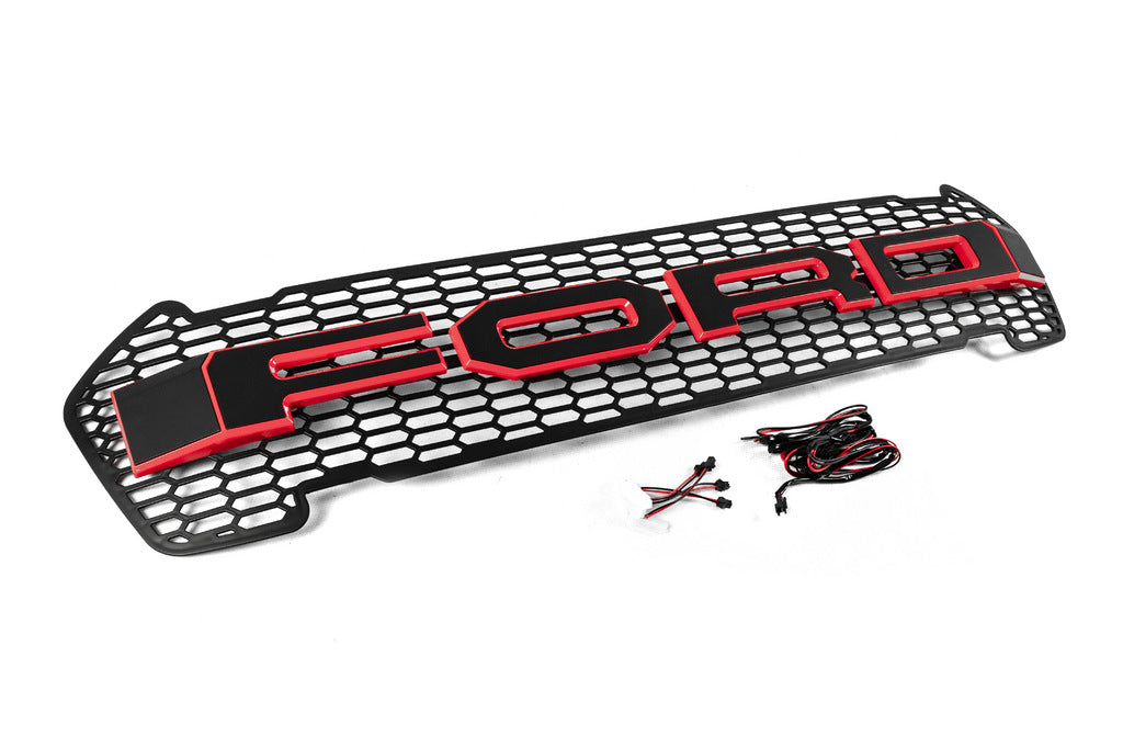 Front grille (2015-2018, red, LED) for Ford Ranger 2011-2022 - image 3
