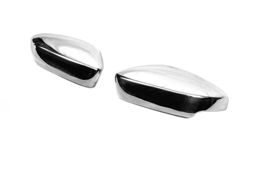 Mirror covers with indicator cutout (2 pcs, stainless steel) for Skoda Fabia 2014-2021 - image 3