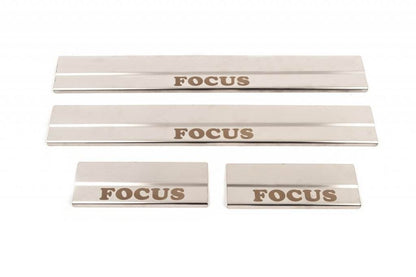 Door sills Carmos V1 (4 pcs, stainless steel) for Ford Focus I 1998-2005 - Reelken Auto