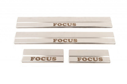 Stainless Steel Door Sill Protectors Carmos V2 (4 pcs) for Ford Focus I 1998-2005 - image 2