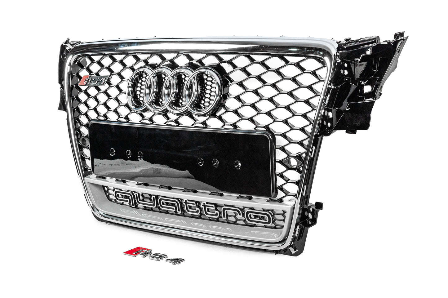 Front grille with Quattro lettering RS-style (2007-2011, black) for Audi A4 B8 2007-2015 - image 2