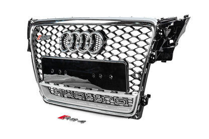 Front grille with Quattro lettering RS-style (2007-2011, black) for Audi A4 B8 2007-2015 - image 2