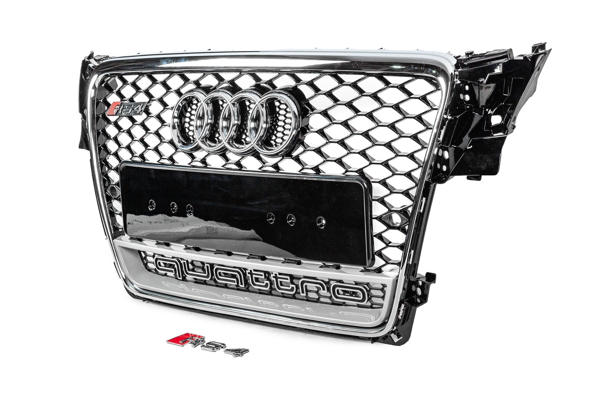 Front grille with Quattro lettering RS-style (2007-2011, black) for Audi A4 B8 2007-2015 - image 2