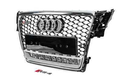 Front grille with Quattro lettering RS-style (2007-2011, black) for Audi A4 B8 2007-2015 - image 2