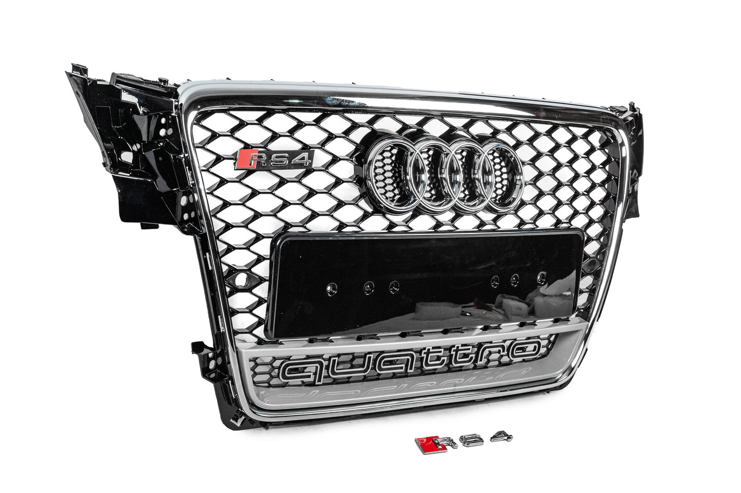 Front grille with Quattro lettering RS-style (2007-2011, black) for Audi A4 B8 2007-2015 - image 3