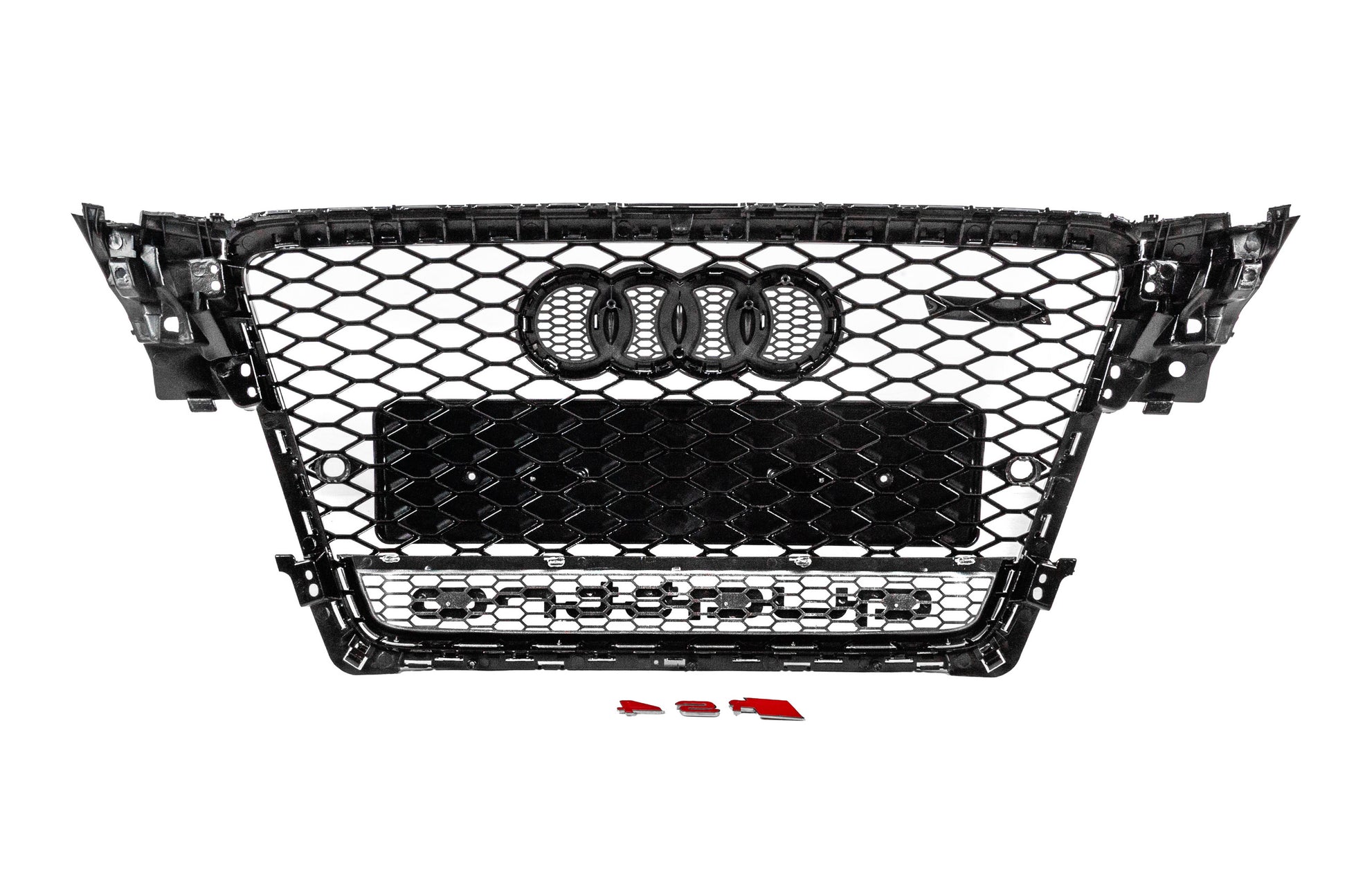 Front grille with Quattro lettering RS-style (2007-2011, black) for Audi A4 B8 2007-2015 - image 4