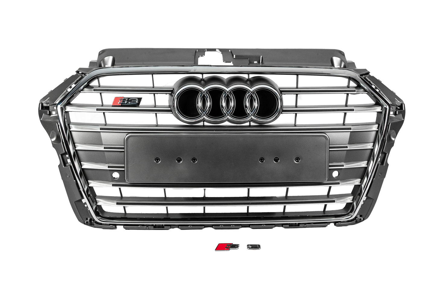 Front Grille S-Style (2016-2020, gray with chrome) for Audi A3 2012-2020 - image 1