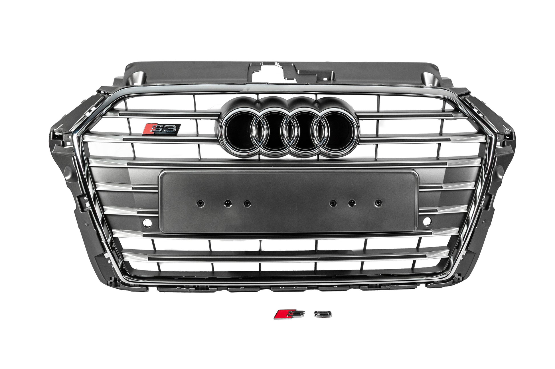 Front Grille S-Style (2016-2020, gray with chrome) for Audi A3 2012-2020 - image 1