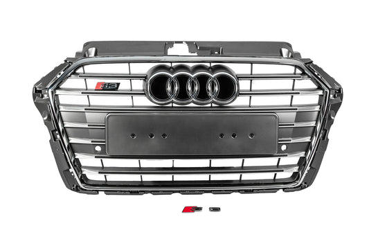 Front Grille S-Style (2016-2020, gray with chrome) for Audi A3 2012-2020 - image 1